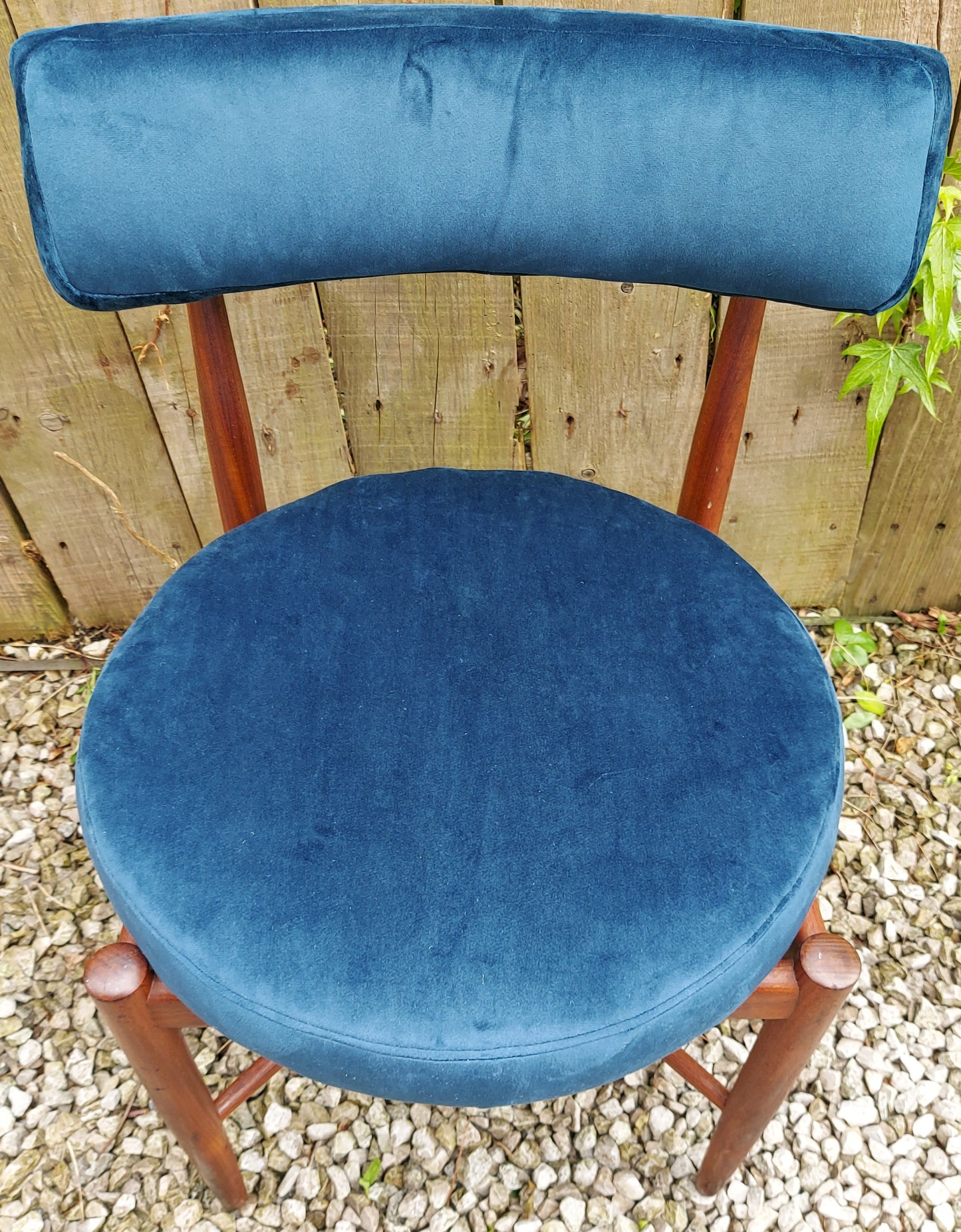 MCM 4 G Plan Fresco Dining Chairs dark blue velvet