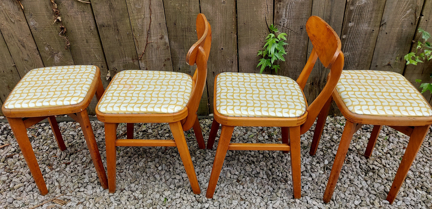 MCM retro 2 kitchen chairs and 2 stools reupholstered