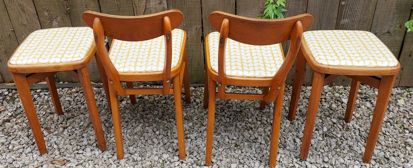 MCM retro 2 kitchen chairs and 2 stools reupholstered