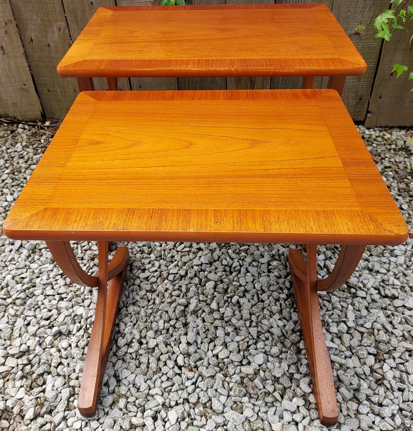 Mid Century Modern Nathan Citadel Nest of 2 Tables Teak Veneer