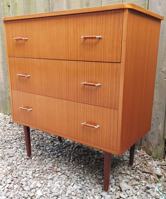Mcm Teak Drawers With Turned Wood Brass Handles