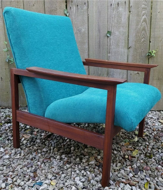 MCM Guy Rogers Kyoto Afromosia Teak Open Armchair Lounge Easy Chair