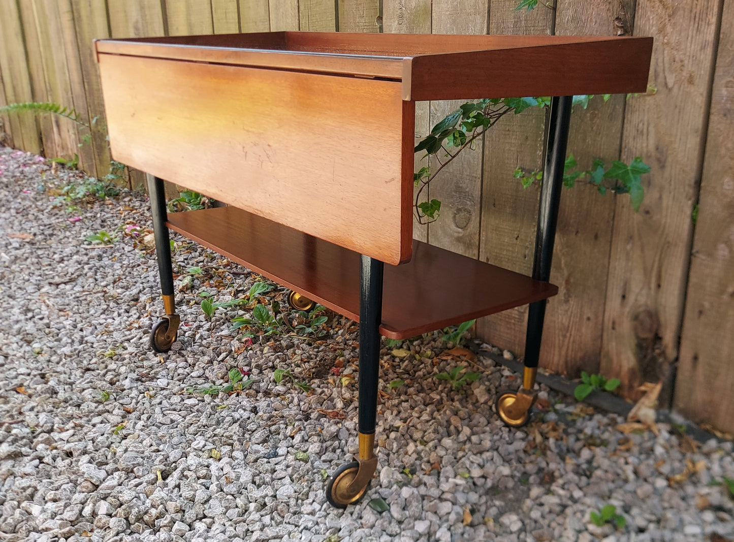 MCM Long Drop leaf Drinks Trolley Teak Formica