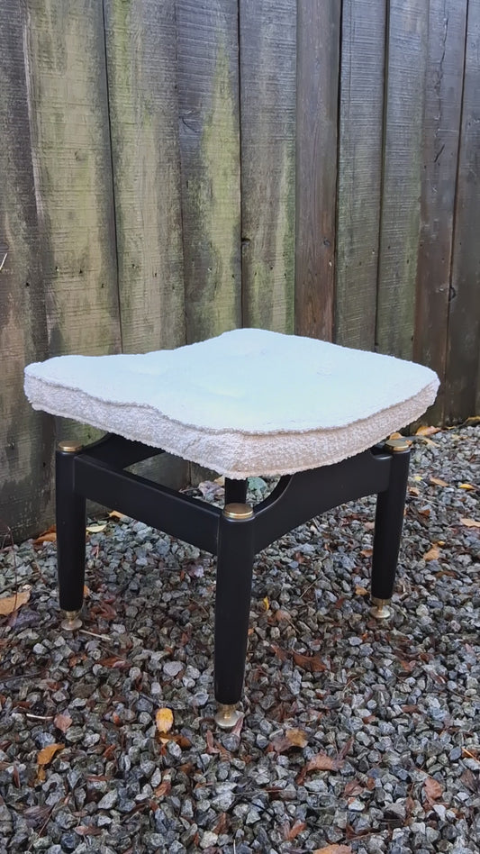 Mid century Modern e gomme gplan ivory bouclé vanity stool