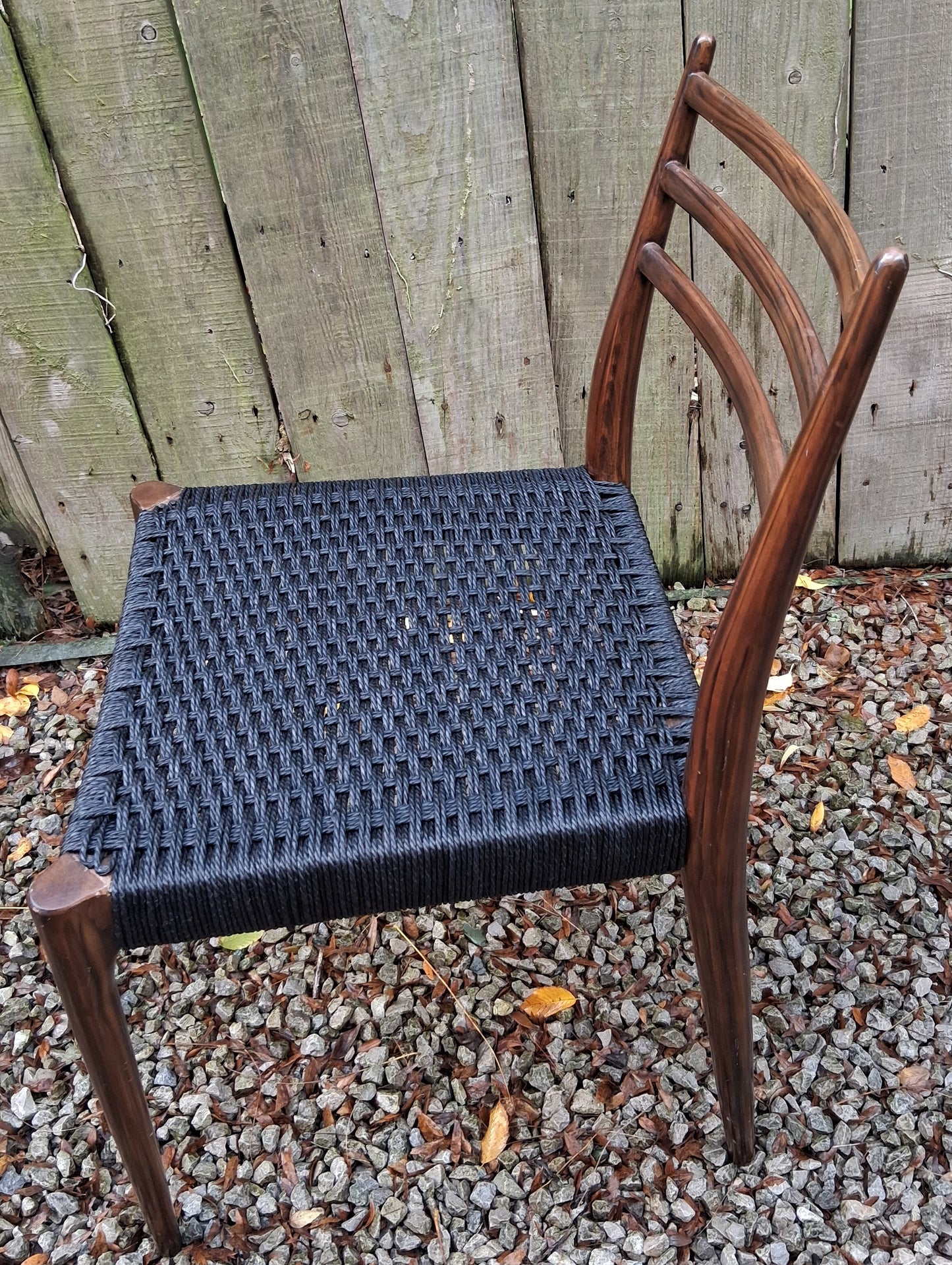 MCM Ladder Back Danish Papercord Statement/desk chair Walnut effect