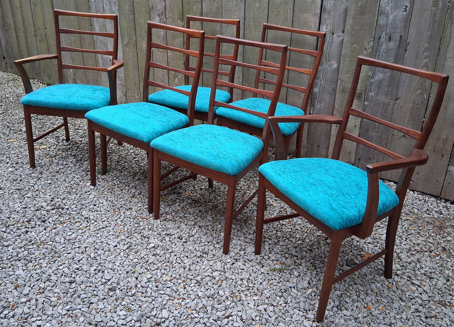 MCM Mcintosh of Kircaldy of 6 chairs including 2 carver chairs