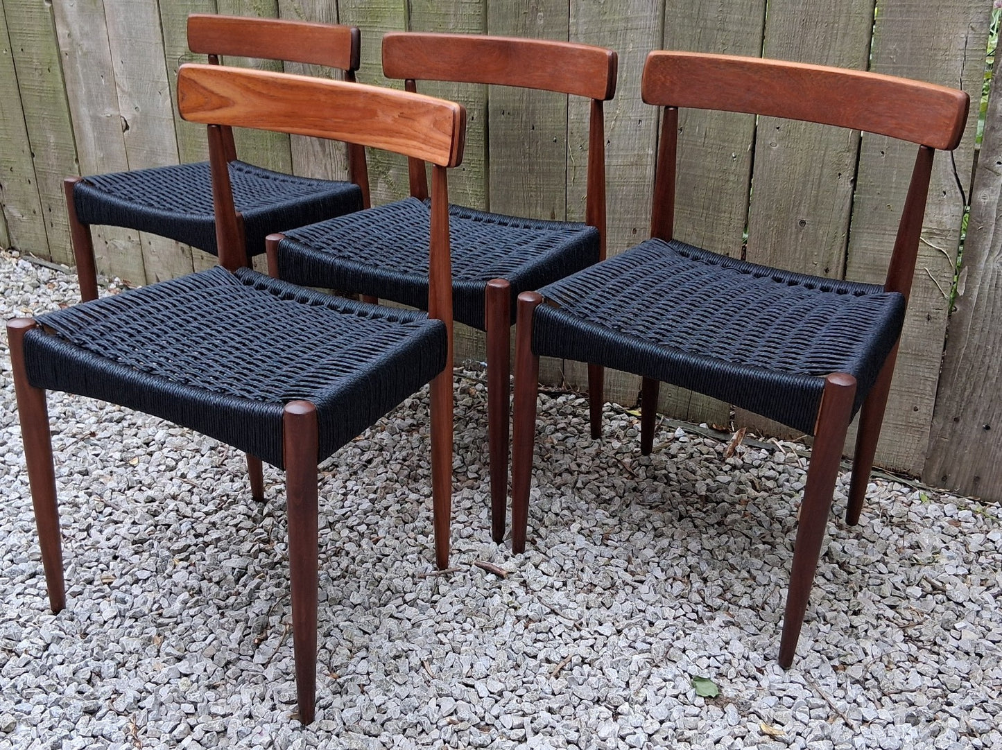 Mid Century Modern 4 MK200 Mogens Kold black Cord chairs