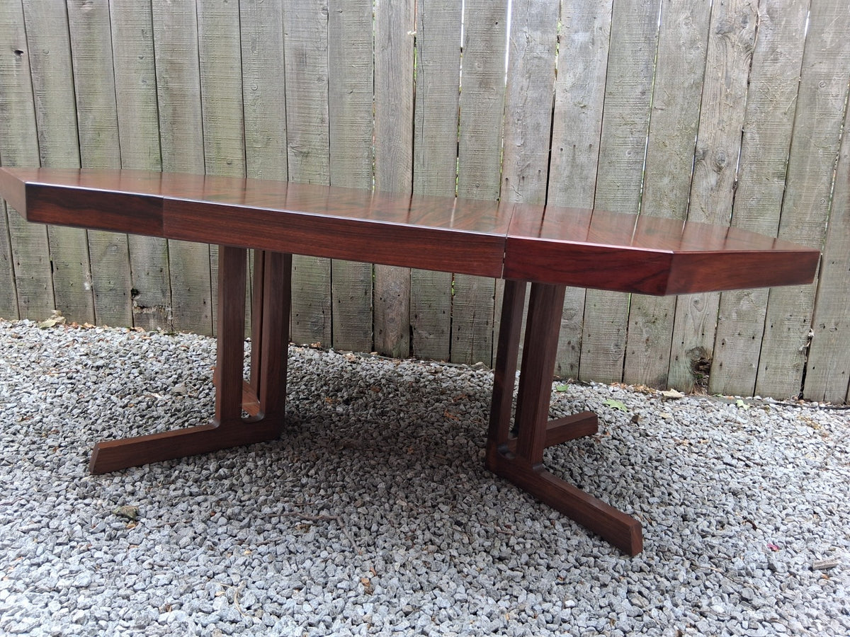 MCM Johannes Andersen octagonal rosewood dining table produced by Hans Bech