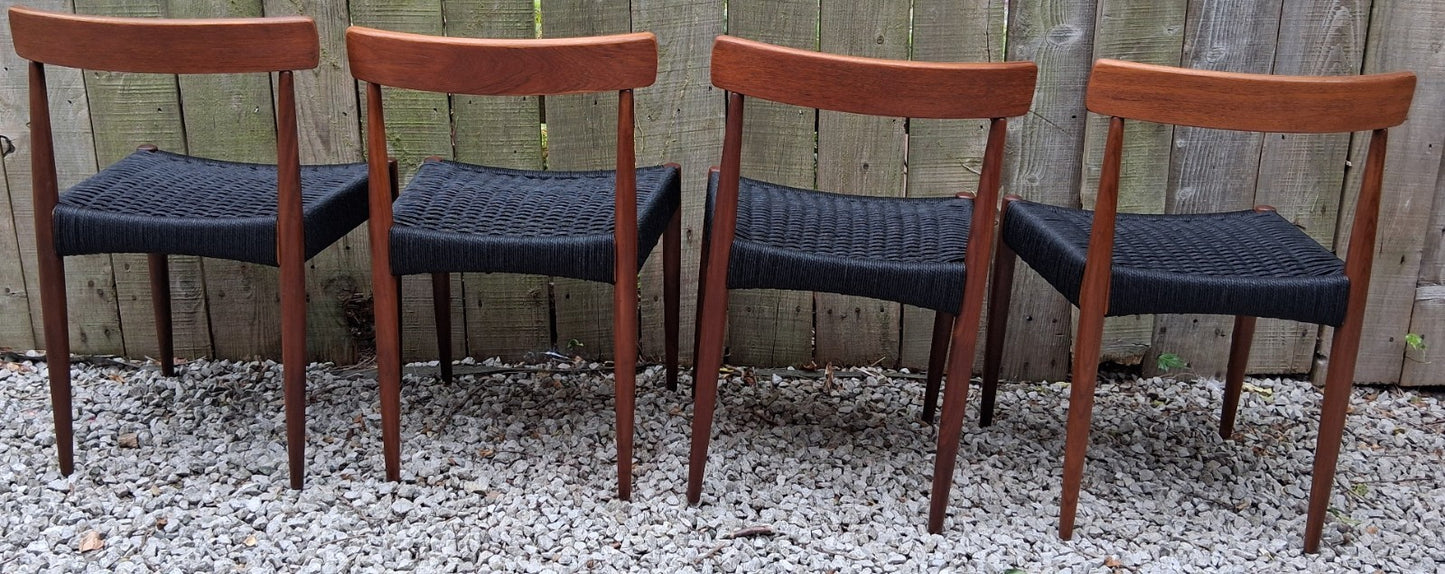 Mid Century Modern 4 MK200 Mogens Kold black Cord chairs