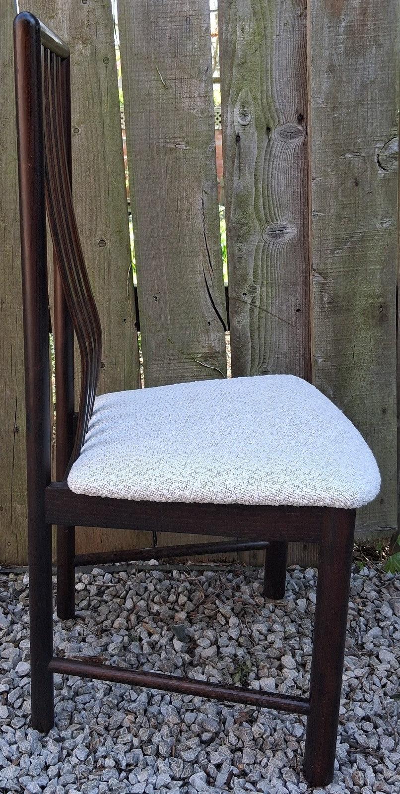 Mid Century Modern Danish Dining Chairs by Boltinge incl 2 carvers Ivory Boucle