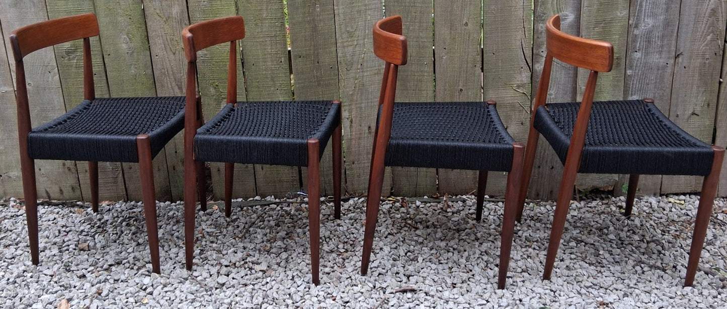 Mid Century Modern 4 MK200 Mogens Kold black Cord chairs
