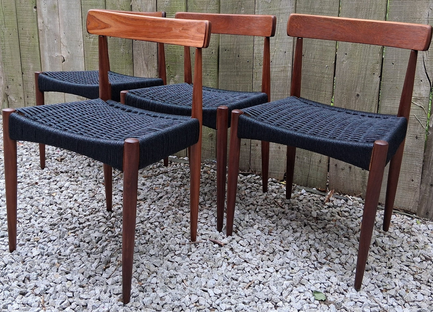 Mid Century Modern 4 MK200 Mogens Kold black Cord chairs