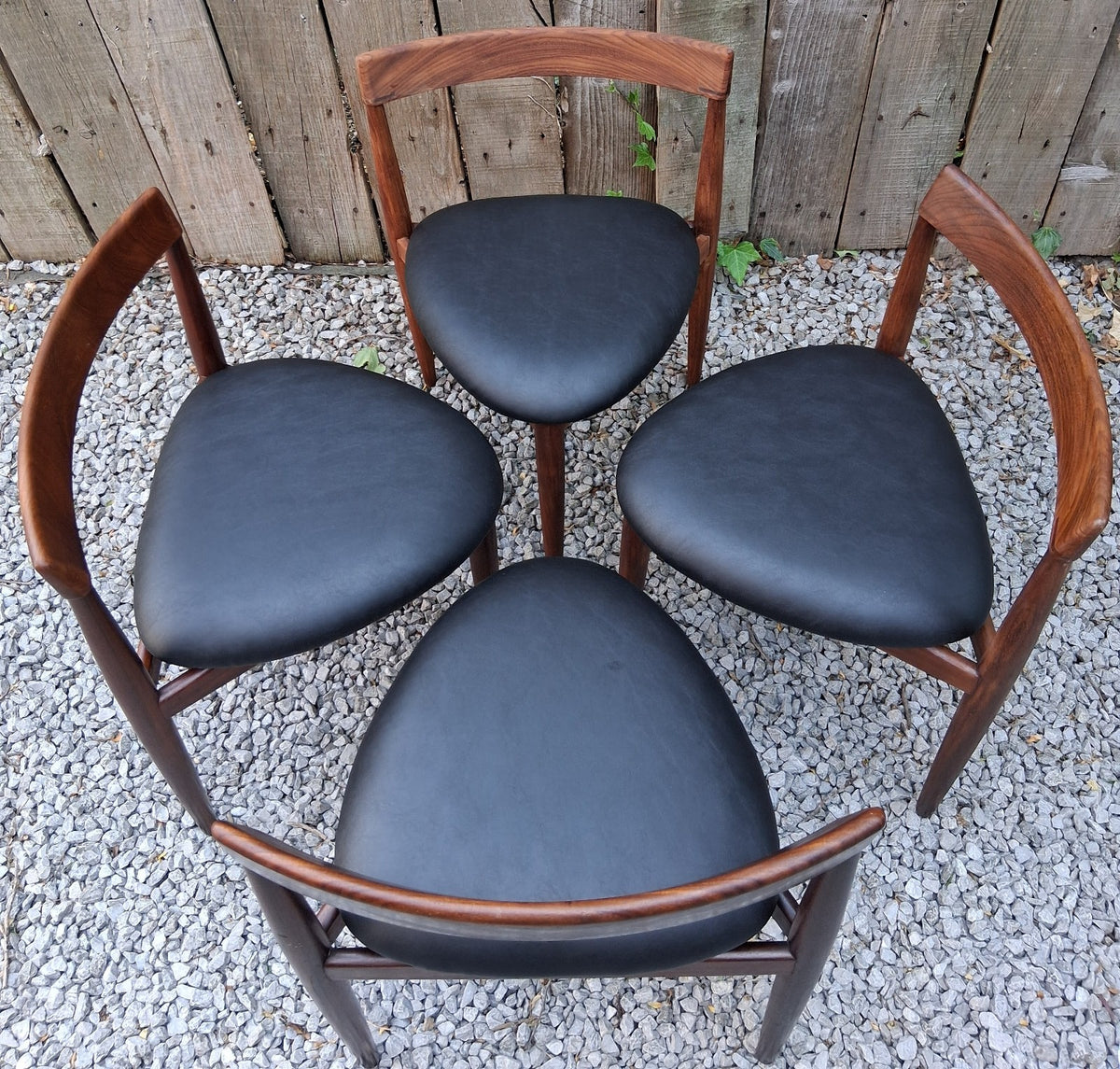 Mid-Century Modern Hans Olsen Frem Rojle Danish Tripod 2 Chairs Roundette A