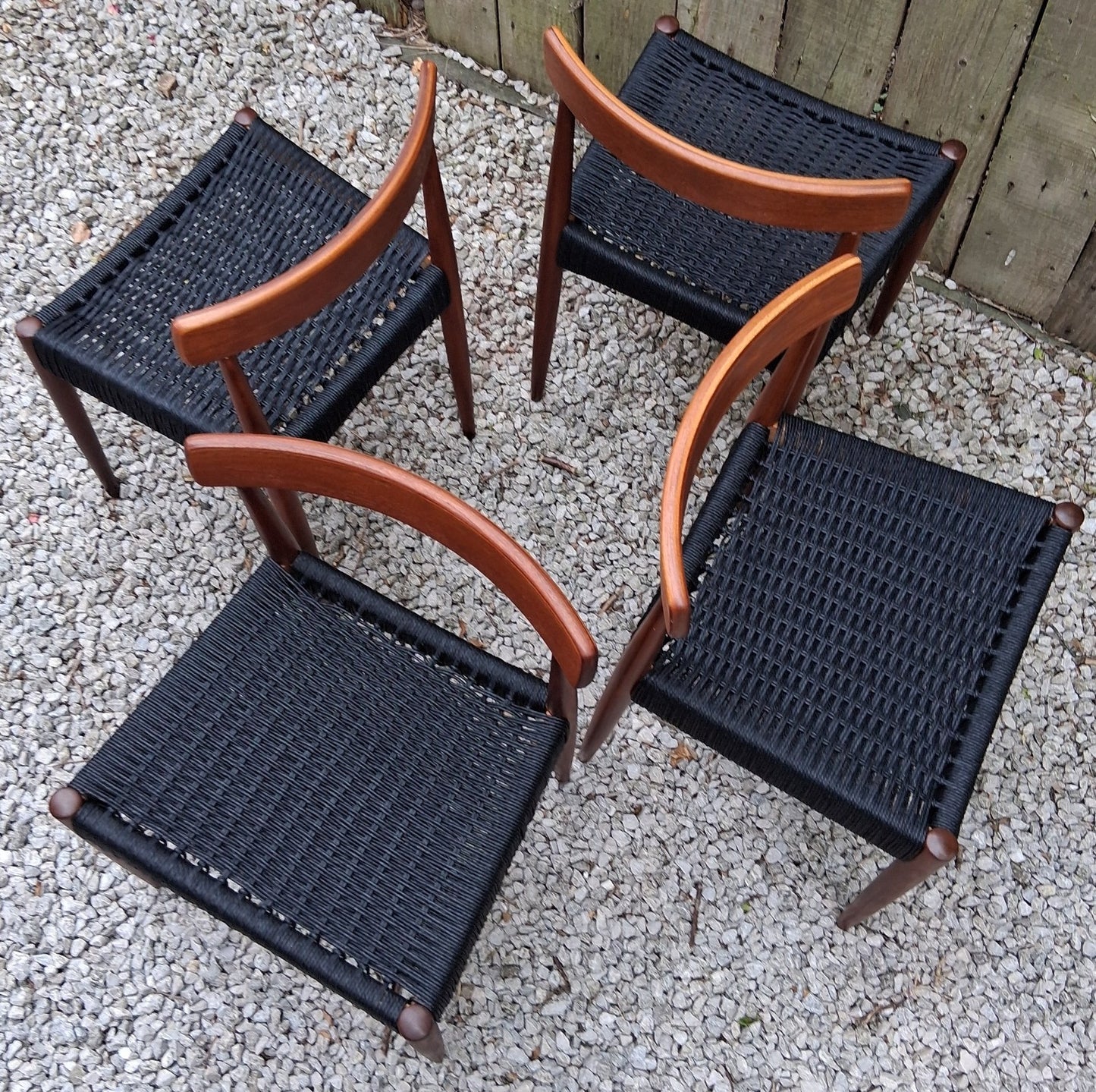 Mid Century Modern 4 MK200 Mogens Kold black Cord chairs
