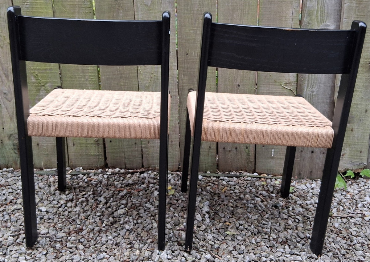 MCM 2 Danish black ash chairs recorded