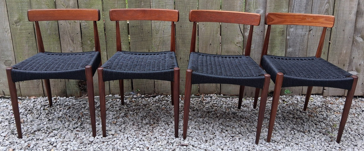 Mid Century Modern 4 MK200 Mogens Kold black Cord chairs