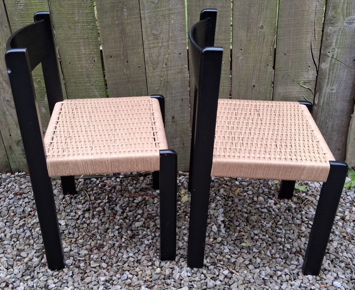 MCM 2 Danish black ash chairs recorded