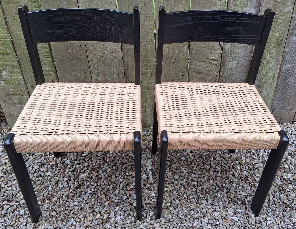 MCM 2 Danish black ash chairs recorded