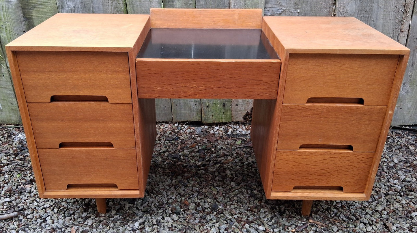 MCM Kneehole Stag C Range light oak desk /dressing Table by John and Sylvia Reid