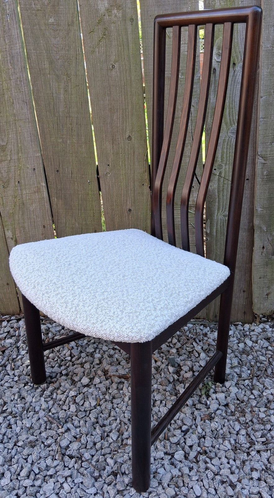 Mid Century Modern Danish Dining Chairs by Boltinge incl 2 carvers Ivory Boucle