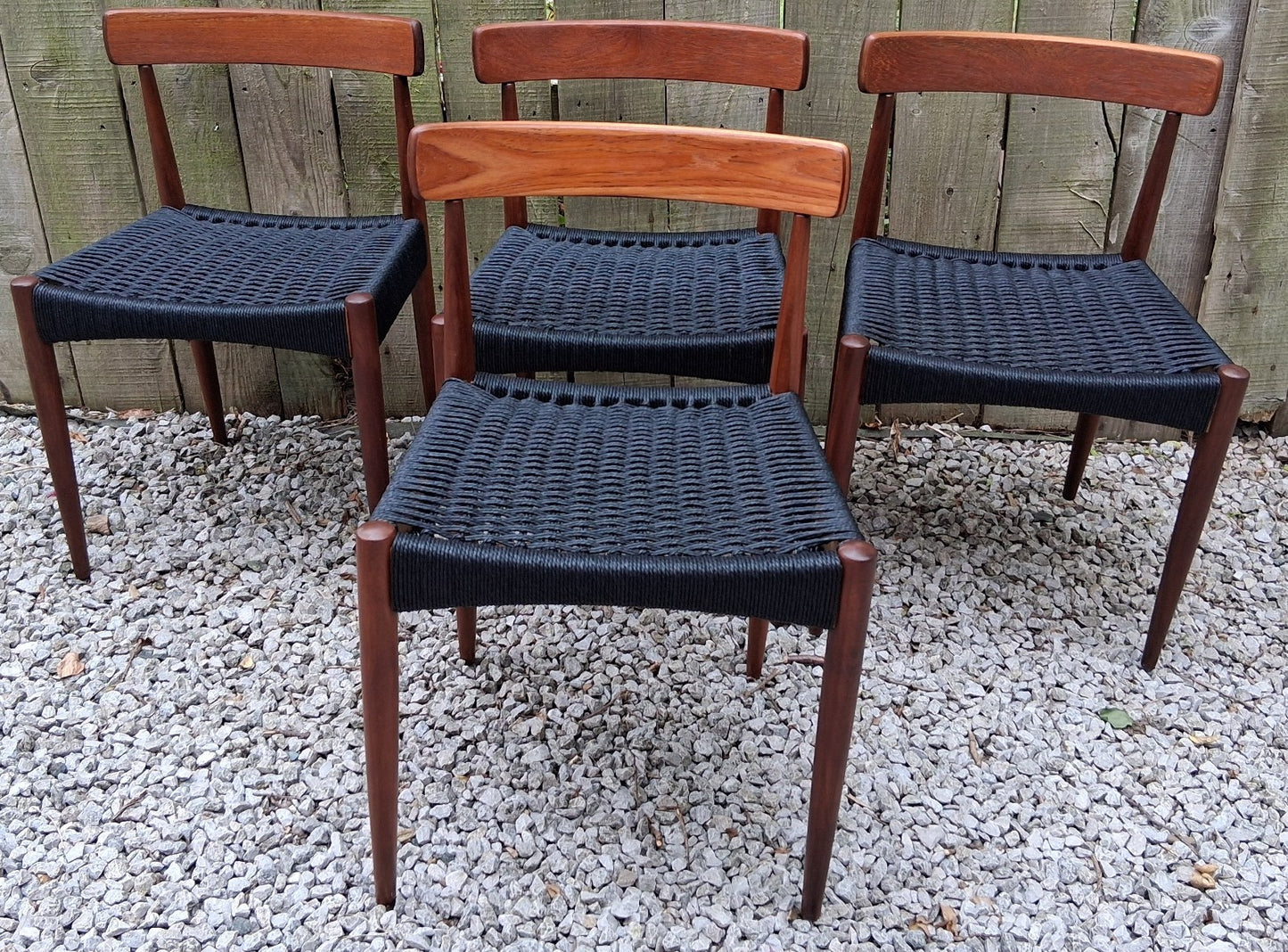 Mid Century Modern 4 MK200 Mogens Kold black Cord chairs