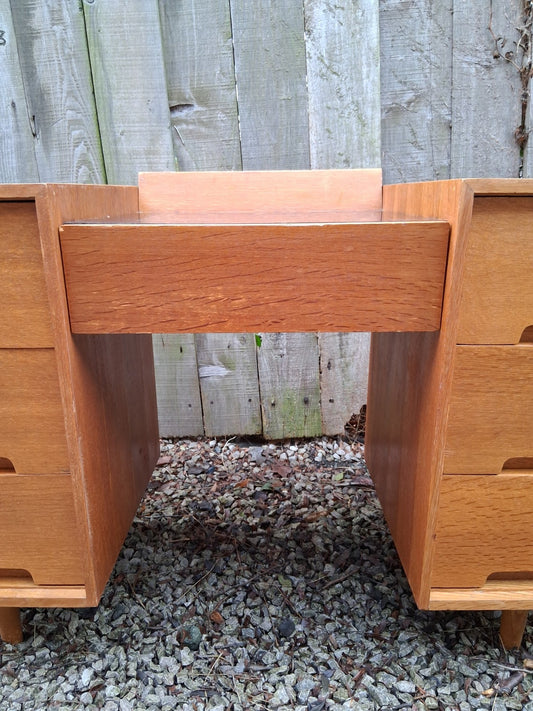 MCM Kneehole Stag C Range light oak desk /dressing Table by John and Sylvia Reid