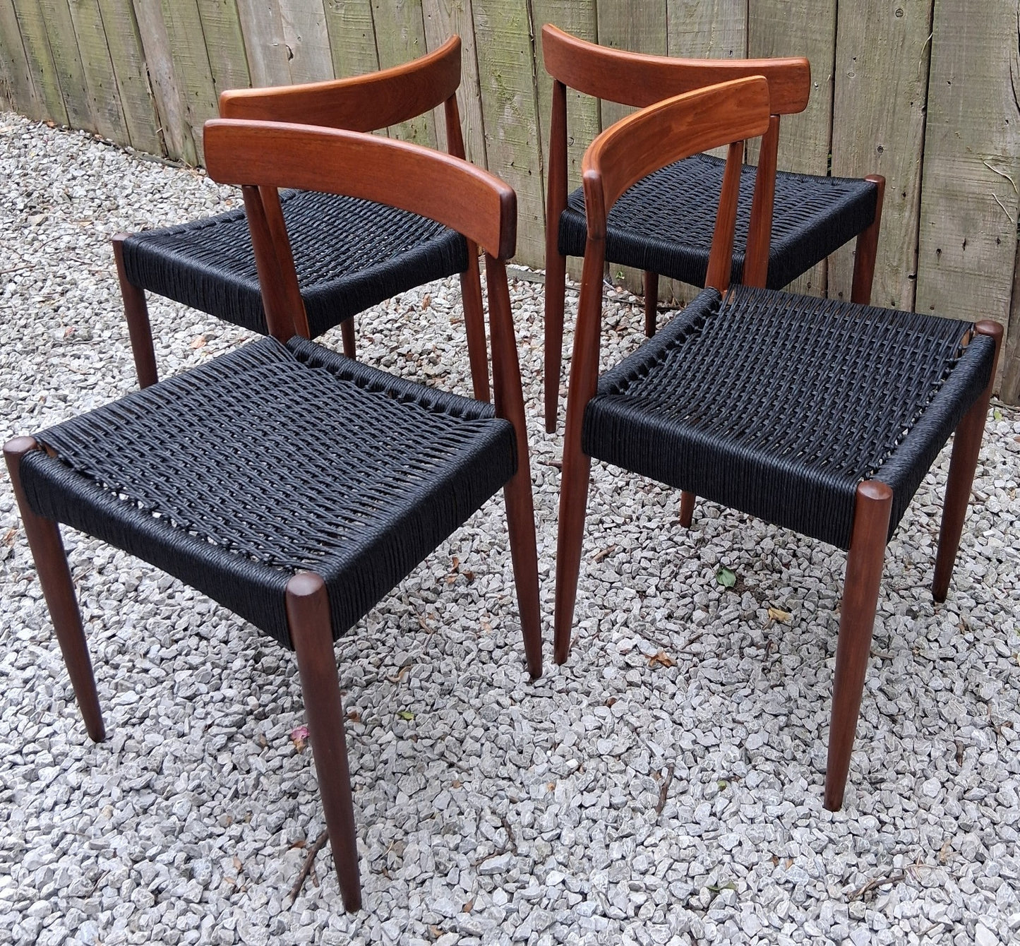 Mid Century Modern 4 MK200 Mogens Kold black Cord chairs