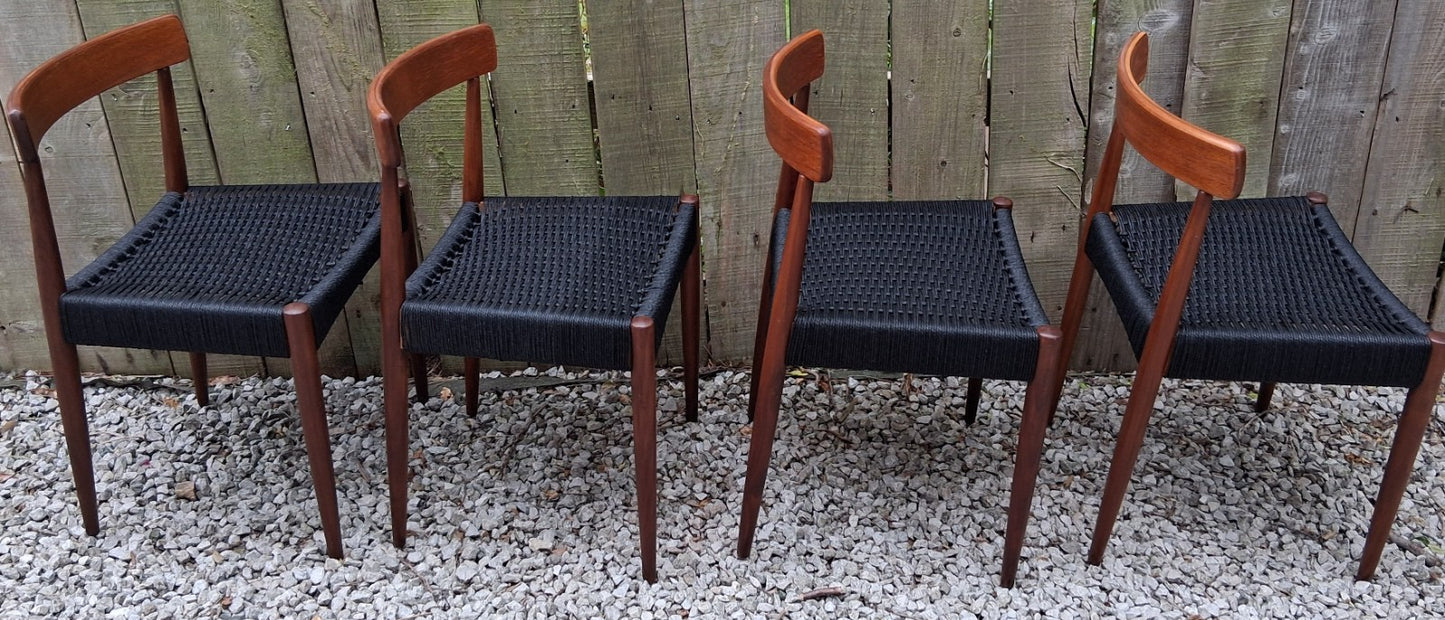Mid Century Modern 4 MK200 Mogens Kold black Cord chairs