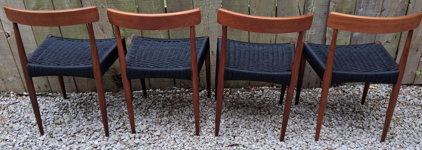 Mid Century Modern 4 MK200 Mogens Kold black Cord chairs