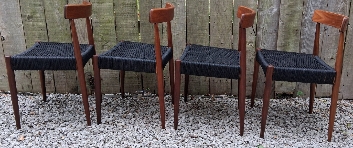 Mid Century Modern 4 MK200 Mogens Kold black Cord chairs