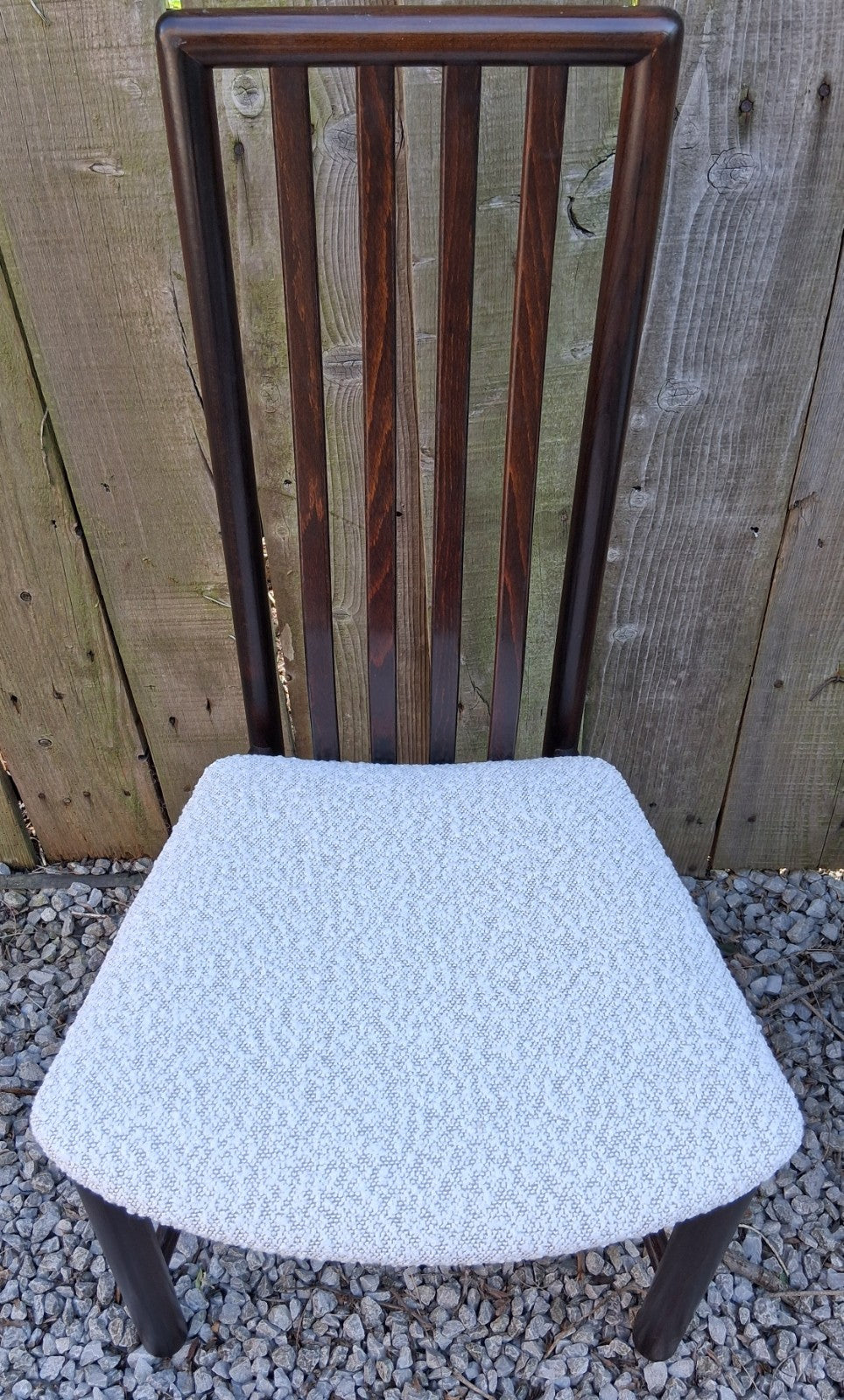 Mid Century Modern Danish Dining Chairs by Boltinge incl 2 carvers Ivory Boucle