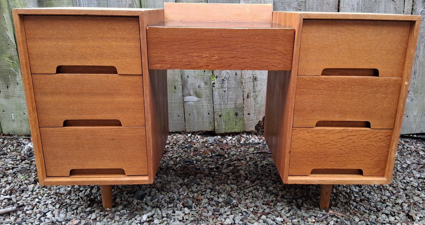 MCM Kneehole Stag C Range light oak desk /dressing Table by John and Sylvia Reid