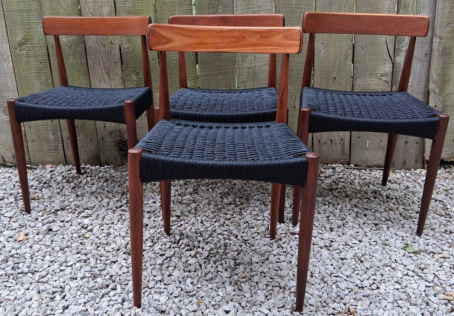 Mid Century Modern 4 MK200 Mogens Kold black Cord chairs