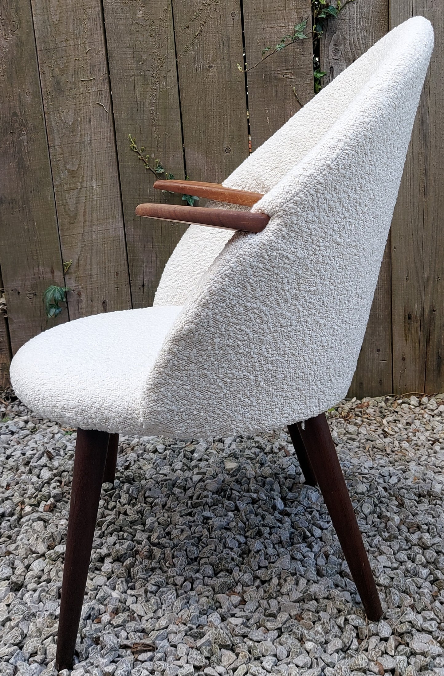 Mid Century Modern Ivory Boucle Tub 'Penguin' Chair