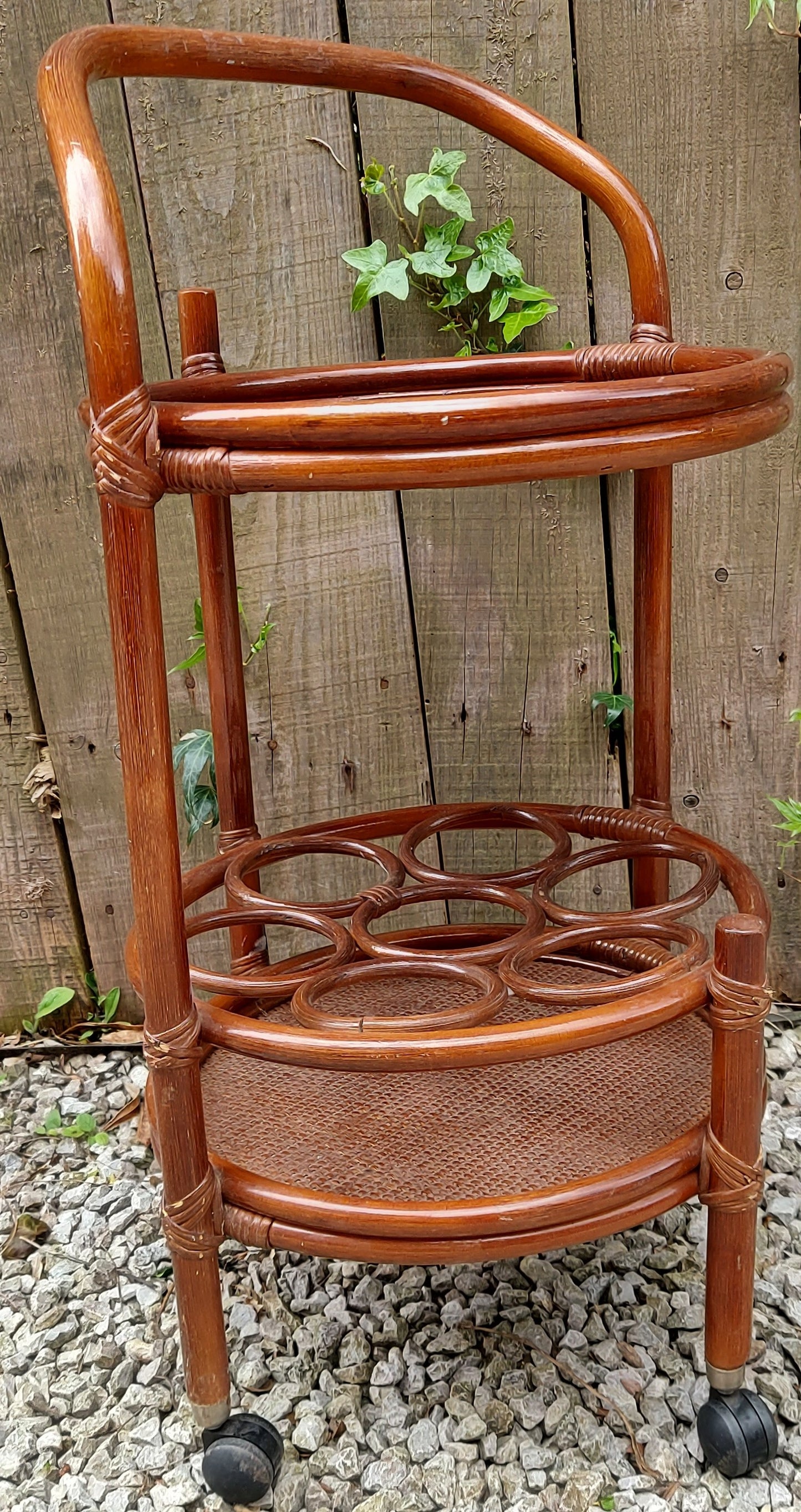 MCM Bamboo Rattan Boho Chic drinks trolley