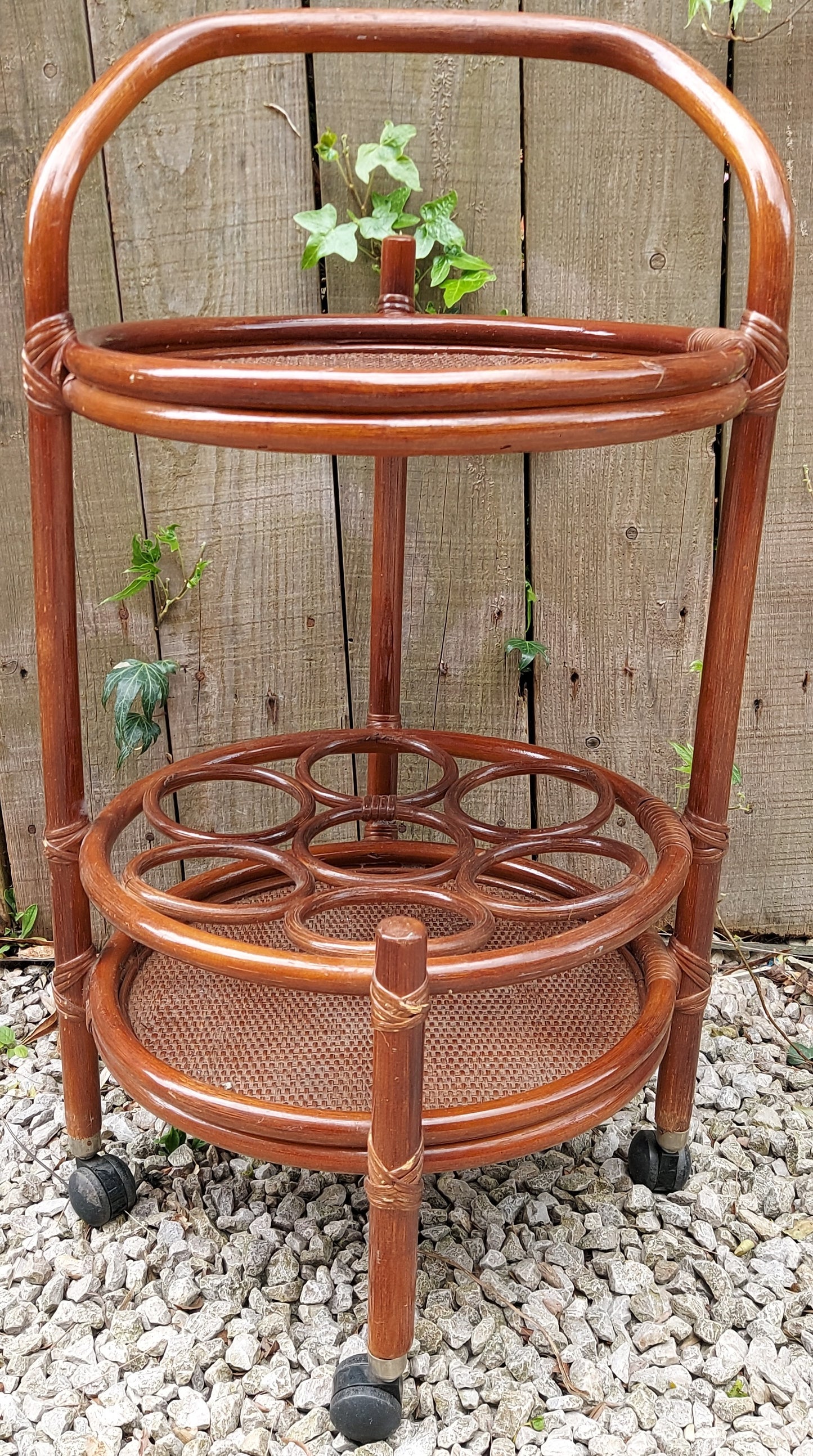 MCM Bamboo Rattan Boho Chic drinks trolley