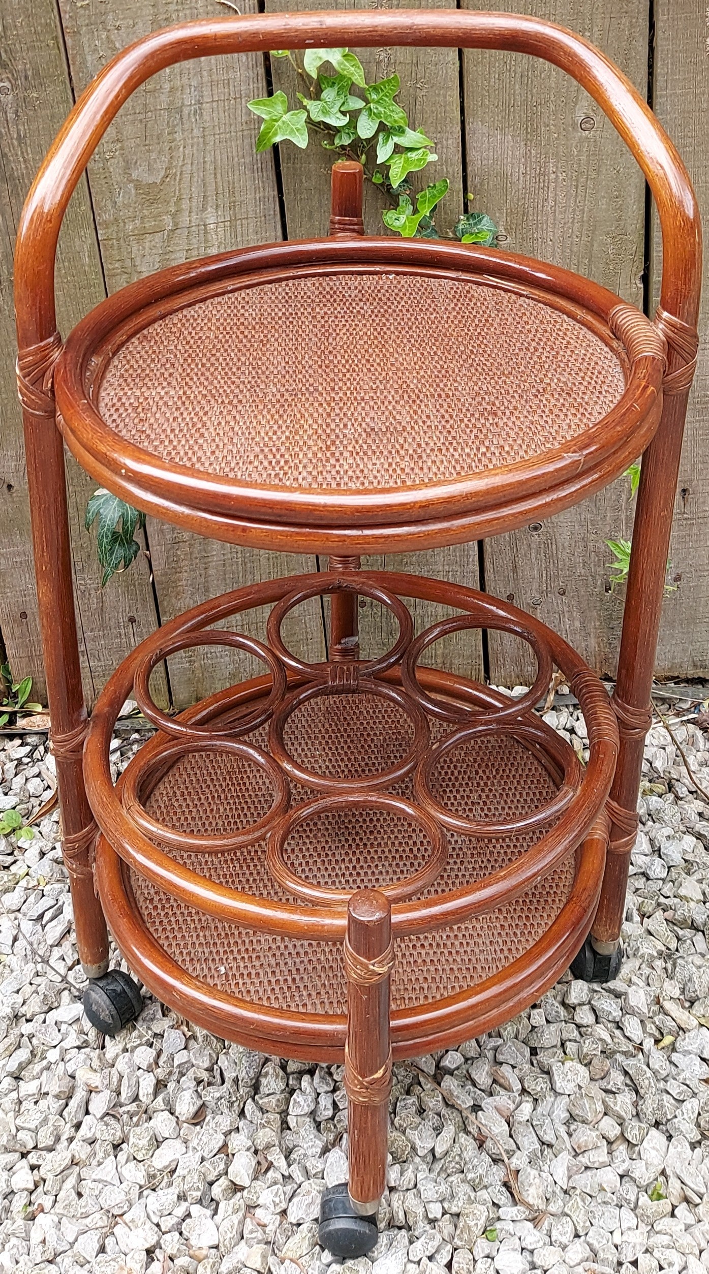 MCM Bamboo Rattan Boho Chic drinks trolley