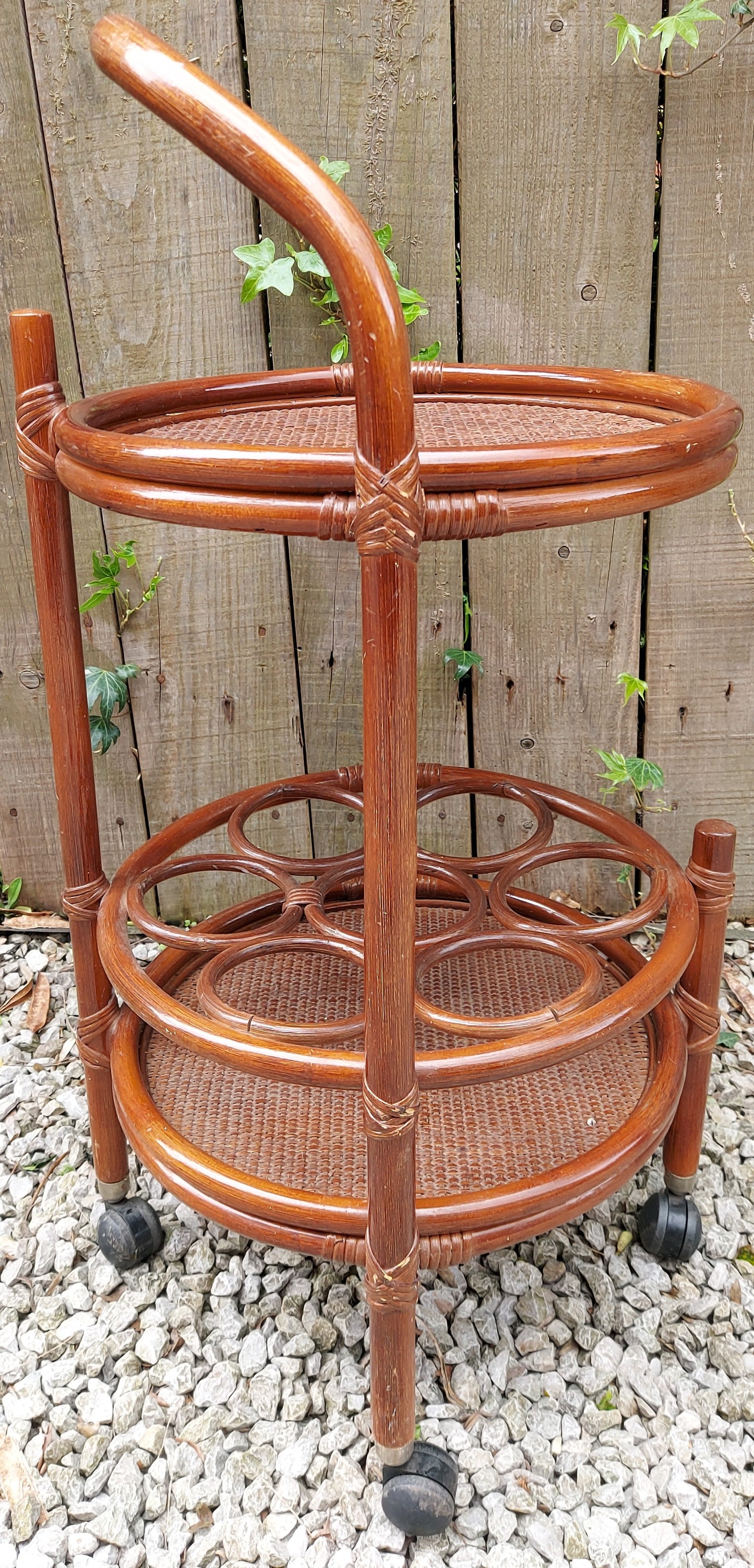 MCM Bamboo Rattan Boho Chic drinks trolley