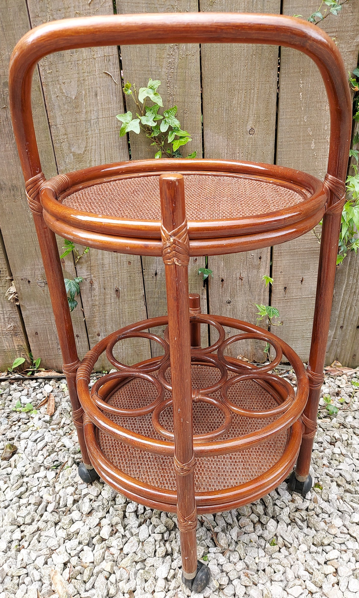 MCM Bamboo Rattan Boho Chic drinks trolley