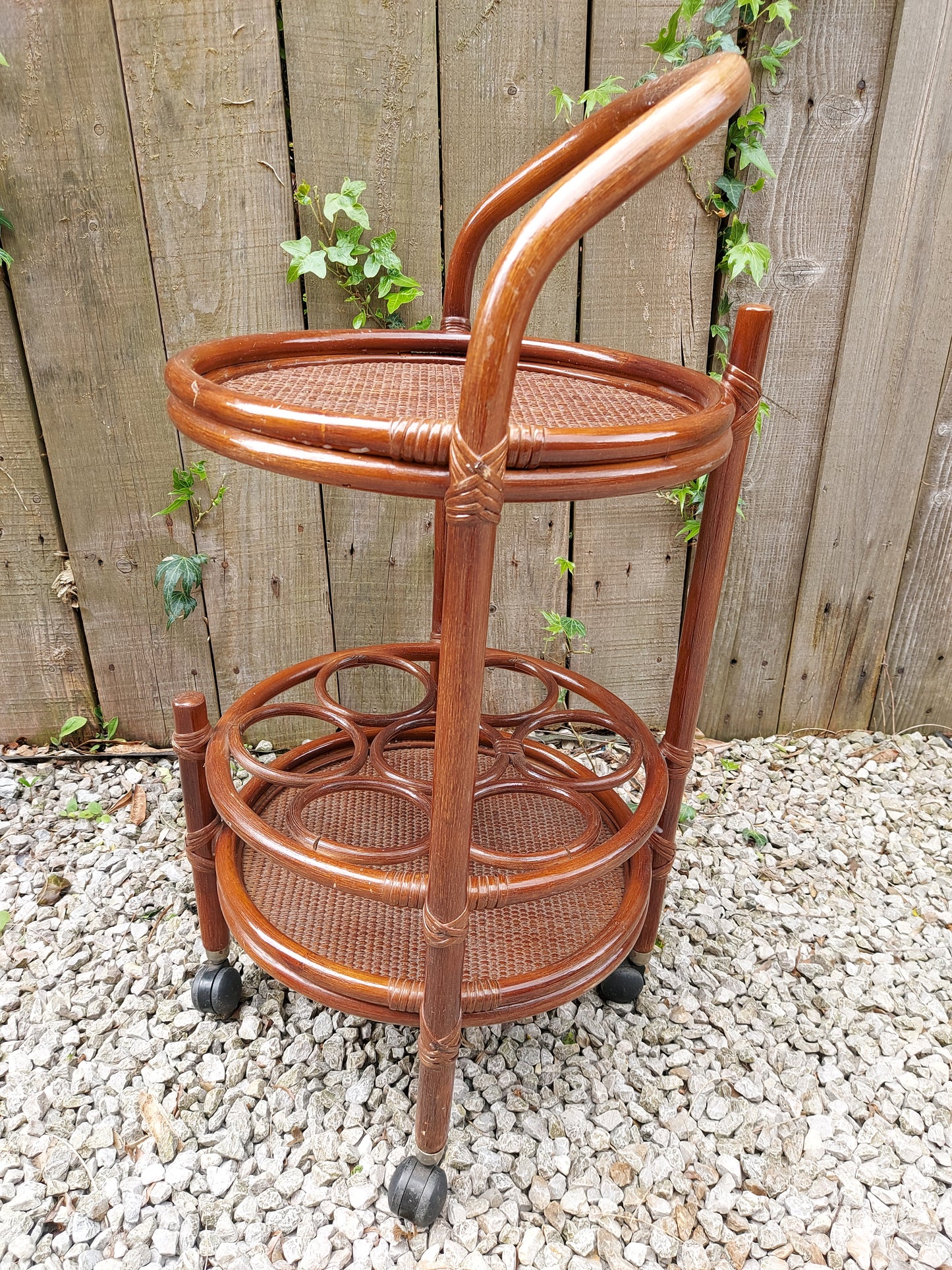 MCM Bamboo Rattan Boho Chic drinks trolley