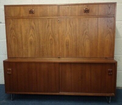 Mid Century Teak Modular Wall Unit Storage System with Desk or Drinks Cabinet