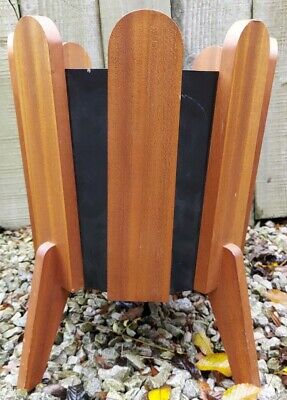 MCM Teak Black Metal Waste Paper Bin/Planter