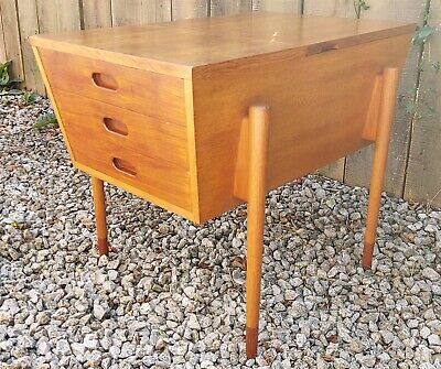 Mid Century Modern Oak Side Table/Sewing storage