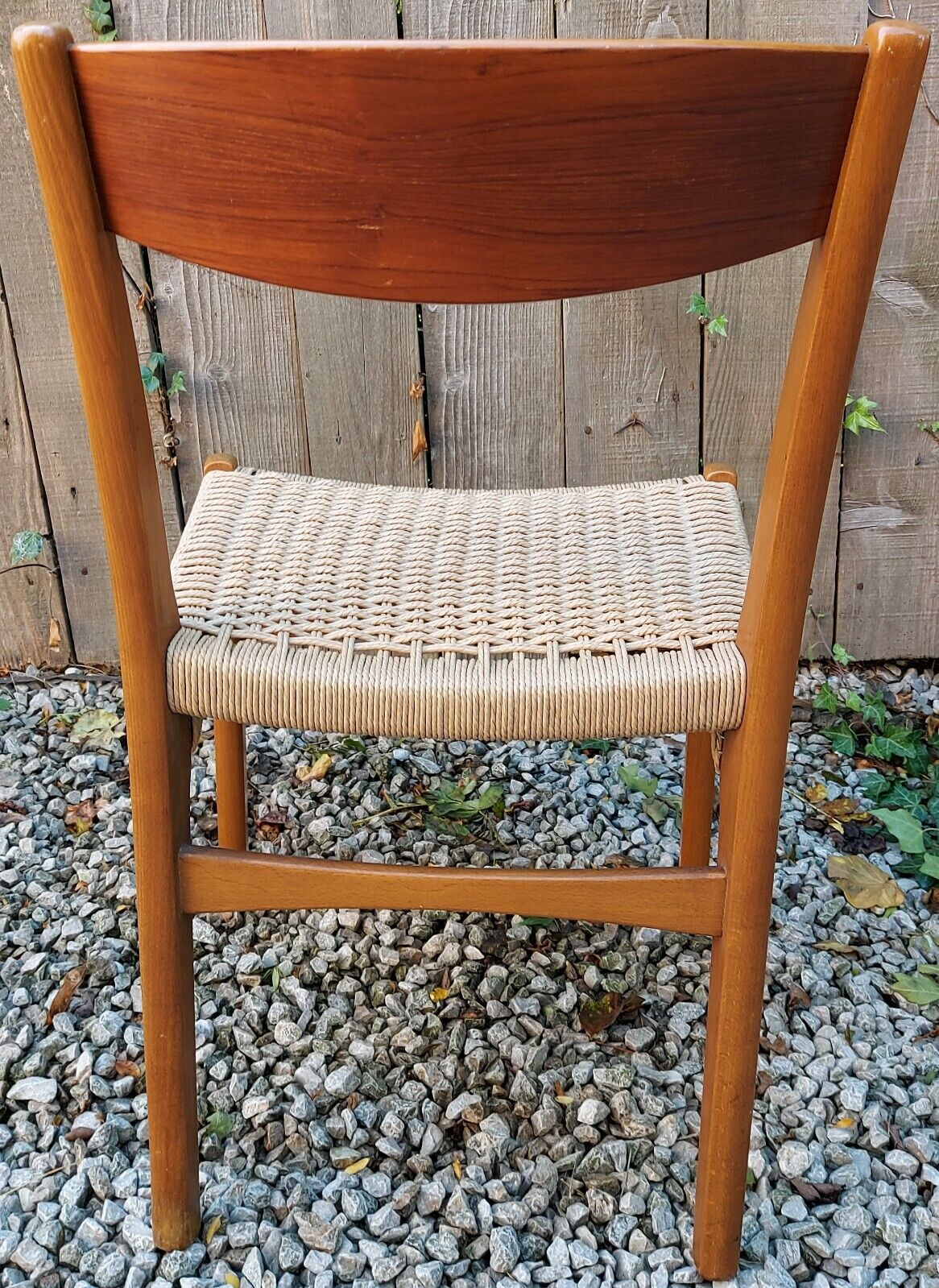 MCM 2 Scandinavian Dining Chairs Double Side Rung Danish Chord