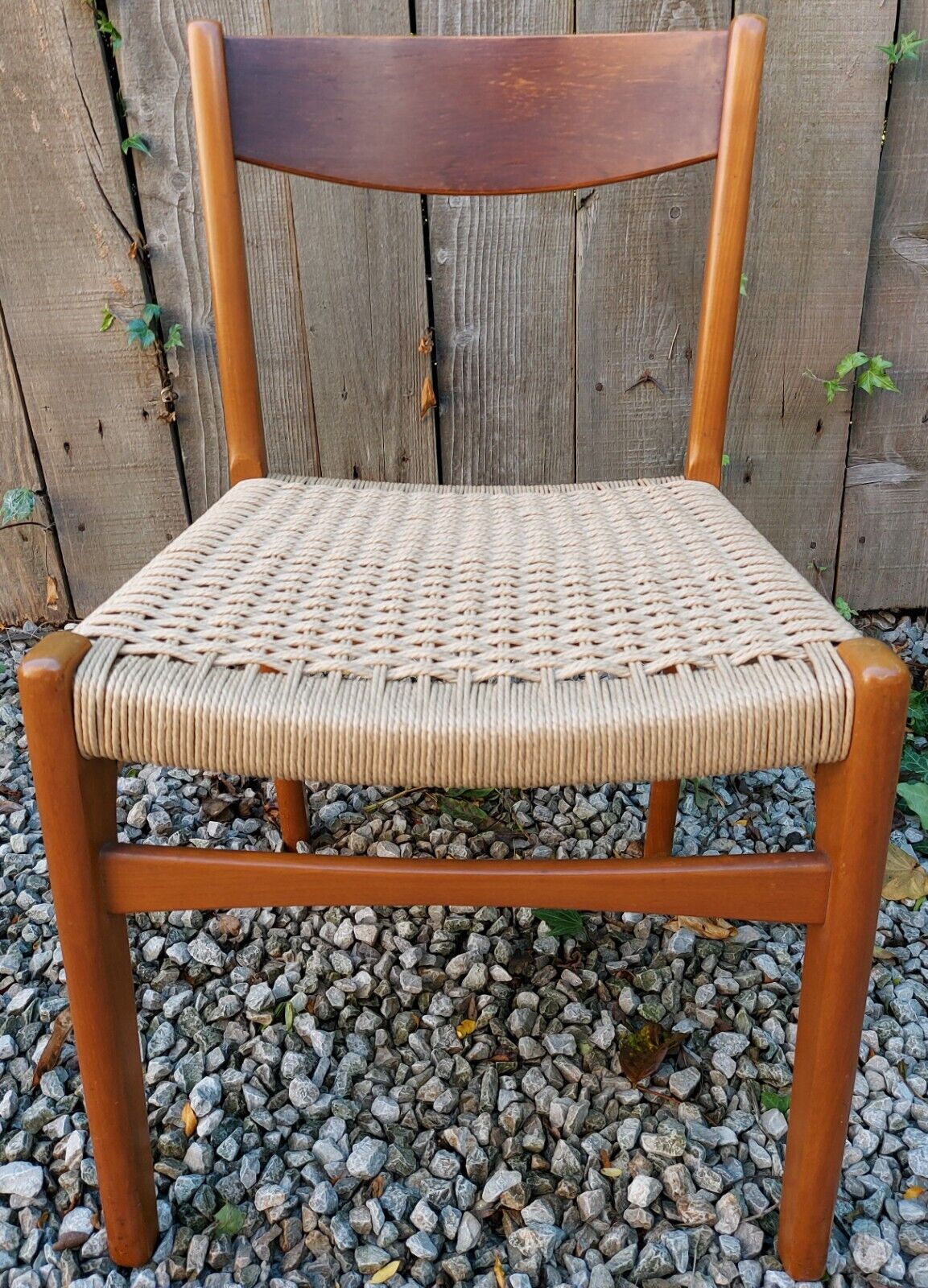 MCM 2 Scandinavian Dining Chairs Double Side Rung Danish Chord