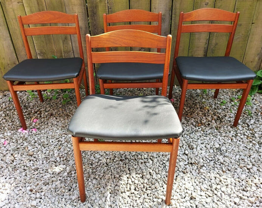 Mid century modern 4 Boltinge Møbelfabrik Dining Chairs Black vinyl