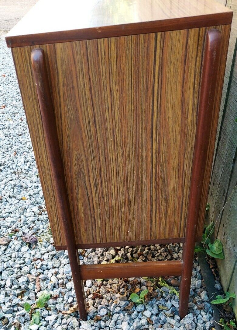 Mid Century Modern Campact Record Holder And Drinks Cabinet Wood Effect Formica