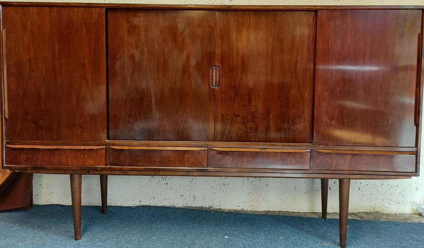 Danish Walnut veneer and solid wood Sideboard Highboard MCM