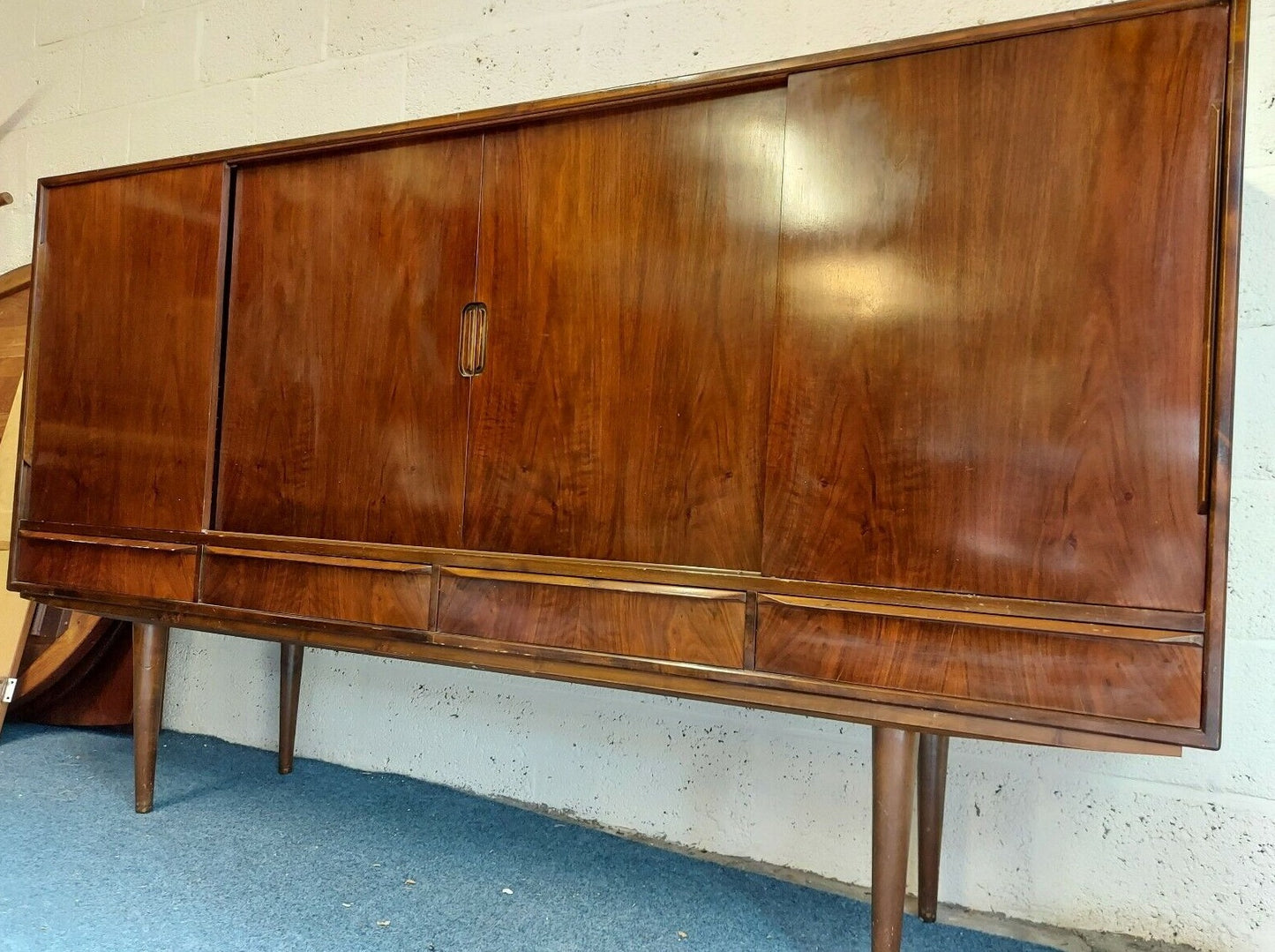 Danish Walnut veneer and solid wood Sideboard Highboard MCM